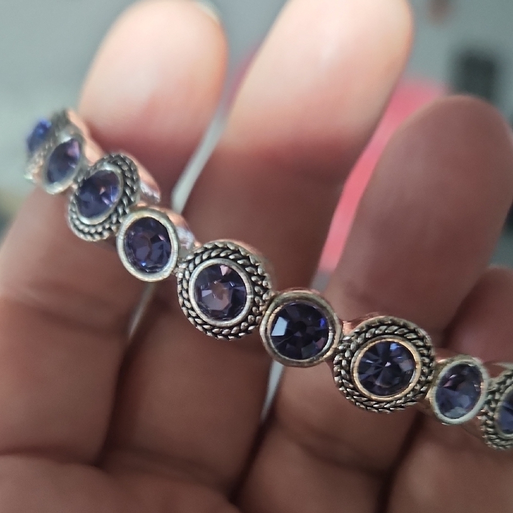 Sold Elegant Purple Stone Silver Bracelet
